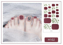 Load image into Gallery viewer, Toe Nail Sticker Wraps Adhesive Decals Toenail Polish Strips DIY Pedicure Foot Decals Manicure Strips Decals Full Wraps Women Glitter Toenail Nail Polish Strips Decals Full Wraps Self Adhesive Toe Nail Tip Full Toe Nail Wraps Feet Decorations