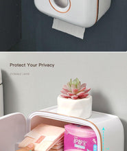 Load image into Gallery viewer, Toilet Paper Holder Stand Wall Mounted Waterproof Paper Towel Dispenser Holder Tissue Box Toilet Roll Holder For Toilet Paper Toilet Paper Roll Holder With Shelf And Drawer Adhesive Bathroom Tissue Box Holder Wall Mount Facial Toilet Tissue Paper Storage