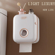 Load image into Gallery viewer, Toilet Paper Holder Stand Wall Mounted Waterproof Paper Towel Dispenser Holder Tissue Box Toilet Roll Holder For Toilet Paper Toilet Paper Roll Holder With Shelf And Drawer Adhesive Bathroom Tissue Box Holder Wall Mount Facial Toilet Tissue Paper Storage