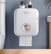 Load image into Gallery viewer, Toilet Paper Holder Stand Wall Mounted Waterproof Paper Towel Dispenser Holder Tissue Box Toilet Roll Holder For Toilet Paper Toilet Paper Roll Holder With Shelf And Drawer Adhesive Bathroom Tissue Box Holder Wall Mount Facial Toilet Tissue Paper Storage