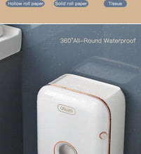 Load image into Gallery viewer, Toilet Paper Holder Stand Wall Mounted Waterproof Paper Towel Dispenser Holder Tissue Box Toilet Roll Holder For Toilet Paper Toilet Paper Roll Holder With Shelf And Drawer Adhesive Bathroom Tissue Box Holder Wall Mount Facial Toilet Tissue Paper Storage