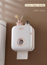 Load image into Gallery viewer, Toilet Paper Holder Stand Wall Mounted Waterproof Paper Towel Dispenser Holder Tissue Box Toilet Roll Holder For Toilet Paper Toilet Paper Roll Holder With Shelf And Drawer Adhesive Bathroom Tissue Box Holder Wall Mount Facial Toilet Tissue Paper Storage