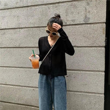 Load image into Gallery viewer, Cardigan For Women Long Sleeve Cardigan Summer Cropped Cardigan Knitted V neck Thin Ice Silk Sweaters Sunscreen Shirt Tops