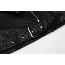 Load image into Gallery viewer, PU Faux Leather Jacket Women Loose Sashes Casual Biker Jackets Outwear Female Tops BF Style Black Leather Jacket Coat