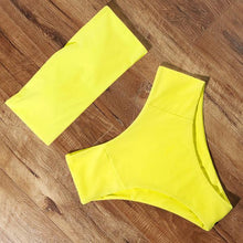 Load image into Gallery viewer, Top Swimsuit Push Up Bikini Set Women's Crop Top High Waist Swimsuit Sport High Cut Bikini Set Two Piece Bathing Suits High Waist Solid Bathing Suit Summer Swimwear Women Beachwear