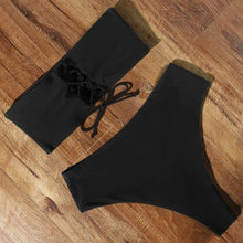 Load image into Gallery viewer, Top Swimsuit Push Up Bikini Set Women's Crop Top High Waist Swimsuit Sport High Cut Bikini Set Two Piece Bathing Suits High Waist Solid Bathing Suit Summer Swimwear Women Beachwear