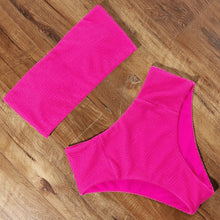 Load image into Gallery viewer, Top Swimsuit Push Up Bikini Set Women's Crop Top High Waist Swimsuit Sport High Cut Bikini Set Two Piece Bathing Suits High Waist Solid Bathing Suit Summer Swimwear Women Beachwear