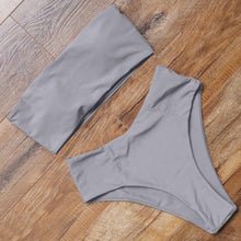 Load image into Gallery viewer, Top Swimsuit Push Up Bikini Set Women's Crop Top High Waist Swimsuit Sport High Cut Bikini Set Two Piece Bathing Suits High Waist Solid Bathing Suit Summer Swimwear Women Beachwear