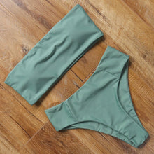 Load image into Gallery viewer, Top Swimsuit Push Up Bikini Set Women's Crop Top High Waist Swimsuit Sport High Cut Bikini Set Two Piece Bathing Suits High Waist Solid Bathing Suit Summer Swimwear Women Beachwear