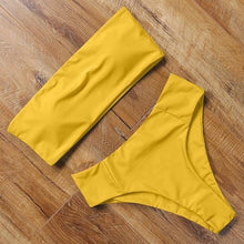 Load image into Gallery viewer, Top Swimsuit Push Up Bikini Set Women's Crop Top High Waist Swimsuit Sport High Cut Bikini Set Two Piece Bathing Suits High Waist Solid Bathing Suit Summer Swimwear Women Beachwear