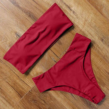 Load image into Gallery viewer, Top Swimsuit Push Up Bikini Set Women's Crop Top High Waist Swimsuit Sport High Cut Bikini Set Two Piece Bathing Suits High Waist Solid Bathing Suit Summer Swimwear Women Beachwear