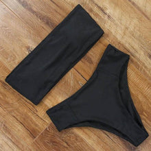 Load image into Gallery viewer, Top Swimsuit Push Up Bikini Set Women's Crop Top High Waist Swimsuit Sport High Cut Bikini Set Two Piece Bathing Suits High Waist Solid Bathing Suit Summer Swimwear Women Beachwear