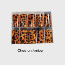 Load image into Gallery viewer, Tortoiseshell Amber Nails Tortoise Shell Nail Art Foil Transfer Decals Wraps Tips Nail Manicure Decorations Leopard Nail Foil Transfer Stickers Leopard Snake Laser Gold Design Nail Foil Decals Art Sticker for Women Manicure Tips