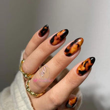 Load image into Gallery viewer, Tortoiseshell Amber Nails Tortoise Shell Nail Art Foil Transfer Decals Wraps Tips Nail Manicure Decorations Leopard Nail Foil Transfer Stickers Leopard Snake Laser Gold Design Nail Foil Decals Art Sticker for Women Manicure Tips