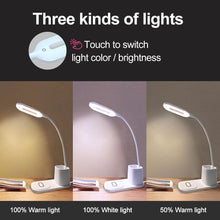 Load image into Gallery viewer, Touch Dimmable LED Desk Lamp 10W Wireless Charging/USB Charging Table Light for Children Kids Reading Study Bedside Bedroom Decorative Table Lamp Cute Study Lamps for Bedroom Décor