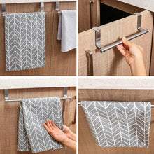 Load image into Gallery viewer, Towel Rack Over Door Towel Bar Hanging Holder Stainless Steel Bathroom Kitchen Cabinet Towel Rag Rack Shelf Hanger Tool Gadget