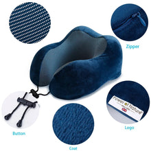 Load image into Gallery viewer, Travel Pillow U Shaped Memory Foam Neck Pillows Neck Cervical Airplane Pillow Healthcare Bedding Free Eye Mask and Earplugs Neck Support Pillow Headrest Travel Folding Slow Rebound Journey Trip Cushion Memory Foam Travel Pillow Neck Pillow