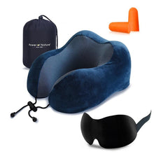 Load image into Gallery viewer, Travel Pillow U Shaped Memory Foam Neck Pillows Neck Cervical Airplane Pillow Healthcare Bedding Free Eye Mask and Earplugs Neck Support Pillow Headrest Travel Folding Slow Rebound Journey Trip Cushion Memory Foam Travel Pillow Neck Pillow