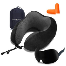Load image into Gallery viewer, Travel Pillow U Shaped Memory Foam Neck Pillows Neck Cervical Airplane Pillow Healthcare Bedding Free Eye Mask and Earplugs Neck Support Pillow Headrest Travel Folding Slow Rebound Journey Trip Cushion Memory Foam Travel Pillow Neck Pillow