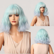Load image into Gallery viewer, Treding Bob Straight Brown Black Ombre Synthetic Wig Natural Short Wig for Women Middle Part Cosplay Wigs Heat Resistant Wigs For Black Women Wigs For Cosplay