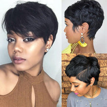 Load image into Gallery viewer, Trending Natural Color Short Bob Straight Human Wigs With Bangs Brazilian Virgin Hair Pixie Cut Wig Human Hair Wig For Black Women Gifts for Girlfriends