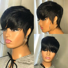 Load image into Gallery viewer, Trending Natural Color Short Bob Straight Human Wigs With Bangs Brazilian Virgin Hair Pixie Cut Wig Human Hair Wig For Black Women Gifts for Girlfriends