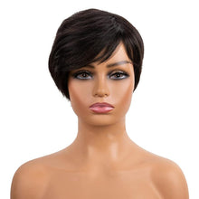 Load image into Gallery viewer, Trending Natural Color Short Bob Straight Human Wigs With Bangs Brazilian Virgin Hair Pixie Cut Wig Human Hair Wig For Black Women Gifts for Girlfriends