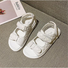 Load image into Gallery viewer, Trendy Black Sandals Summer New Flat Embroidery Thick-Soled Casual Design Hiking Sandals Outdoor Sport Sandals Athletic Sandals Walking Water Women Shoes For Summer