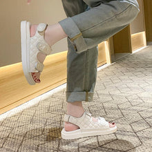 Load image into Gallery viewer, Trendy Black Sandals Summer New Flat Embroidery Thick-Soled Casual Design Hiking Sandals Outdoor Sport Sandals Athletic Sandals Walking Water Women Shoes For Summer