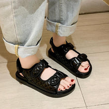 Load image into Gallery viewer, Trendy Black Sandals Summer New Flat Embroidery Thick-Soled Casual Design Hiking Sandals Outdoor Sport Sandals Athletic Sandals Walking Water Women Shoes For Summer