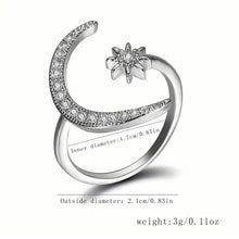 Load image into Gallery viewer, Trendy Cuff Ring Moon and Sun Design
