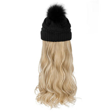 Load image into Gallery viewer, Trendy Hat Wig Synthetic Long Wavy Wigs with Beret Hat Knitted Fashion black Autumn Winter Cap Hair Extensions Wigs For Black Women Cosplay Wigs For Women