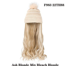 Load image into Gallery viewer, Trendy Hat Wig Synthetic Long Wavy Wigs with Beret Hat Knitted Fashion black Autumn Winter Cap Hair Extensions Wigs For Black Women Cosplay Wigs For Women