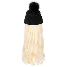 Load image into Gallery viewer, Trendy Hat Wig Synthetic Long Wavy Wigs with Beret Hat Knitted Fashion black Autumn Winter Cap Hair Extensions Wigs For Black Women Cosplay Wigs For Women