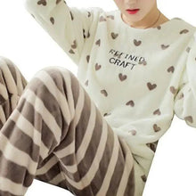 Load image into Gallery viewer, Trendy Pajama Women Thick Flannel Warm Female Winter Pajama Set Long Sleeve Full Trousers Two Piece Pajamas Cartoon Pajamas Women Pajamas Set Sleepwear Autumn Plus Size Top Long Pant Sleepwear Girls Pajamas