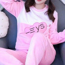 Load image into Gallery viewer, Trendy Pajama Women Thick Flannel Warm Female Winter Pajama Set Long Sleeve Full Trousers Two Piece Pajamas Cartoon Pajamas Women Pajamas Set Sleepwear Autumn Plus Size Top Long Pant Sleepwear Girls Pajamas