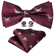 Load image into Gallery viewer, Trendy Patterned Silk Jacquard Plaid Bowtie With Pocket Square And Cufflinks Set For Men Unique Butterfly Party Wedding Casual Business Bowtie For Men