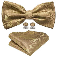 Load image into Gallery viewer, Trendy Patterned Silk Jacquard Plaid Bowtie With Pocket Square And Cufflinks Set For Men Unique Butterfly Party Wedding Casual Business Bowtie For Men