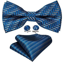 Load image into Gallery viewer, Trendy Patterned Silk Jacquard Plaid Bowtie With Pocket Square And Cufflinks Set For Men Unique Butterfly Party Wedding Casual Business Bowtie For Men