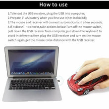Load image into Gallery viewer, Trendy Sport Car Wireless Mouse 1200DPI Optical 3D Car Design Gaming Mice USB Computer Mouse For Laptop PC Desktop
