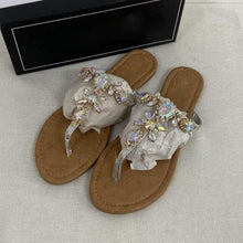 Load image into Gallery viewer, Trendy Summer Women's Shoes Beautiful Crystal Shiny Flat Sandals With Back Strap Footwear Rhinestones Flat Sandals Strappy Comfort Open Toe Flat Women Sandals