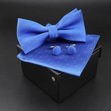 Load image into Gallery viewer, Trendy Tiny Dots Print Bowtie With Pocket Square And Cufflinks Set For Men Retro Butterfly Party Wedding Bowties Without Box Stylish Ties Gift