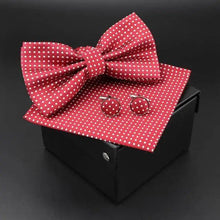 Load image into Gallery viewer, Trendy Tiny Dots Print Bowtie With Pocket Square And Cufflinks Set For Men Retro Butterfly Party Wedding Bowties Without Box Stylish Ties Gift