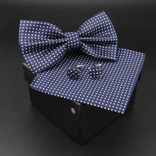 Load image into Gallery viewer, Trendy Tiny Dots Print Bowtie With Pocket Square And Cufflinks Set For Men Retro Butterfly Party Wedding Bowties Without Box Stylish Ties Gift