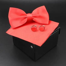 Load image into Gallery viewer, Trendy Tiny Dots Print Bowtie With Pocket Square And Cufflinks Set For Men Retro Butterfly Party Wedding Bowties Without Box Stylish Ties Gift