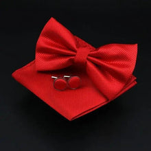 Load image into Gallery viewer, Trendy Tiny Dots Print Bowtie With Pocket Square And Cufflinks Set For Men Retro Butterfly Party Wedding Bowties Without Box Stylish Ties Gift