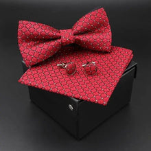 Load image into Gallery viewer, Trendy Tiny Dots Print Bowtie With Pocket Square And Cufflinks Set For Men Retro Butterfly Party Wedding Bowties Without Box Stylish Ties Gift