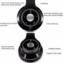 Load image into Gallery viewer, Wireless Headset Bluetooth Earphones and Headphone Foldable Adjustment Bluetooth Wired Headphones TF Card MP3 FM Radios For Online Class Business Trip Travel Video Conference
