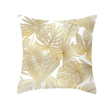 Load image into Gallery viewer, Tropical Leaf Flower Green Yellow Pillowcase Decorative Throw Pillow Case Cushion Cover Gold Stamping Leaves Polyester Cushion Cover Throw Pillow Decorative Cushions Home Decor Pillow Covers