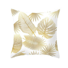 Load image into Gallery viewer, Tropical Leaf Flower Green Yellow Pillowcase Decorative Throw Pillow Case Cushion Cover Gold Stamping Leaves Polyester Cushion Cover Throw Pillow Decorative Cushions Home Decor Pillow Covers